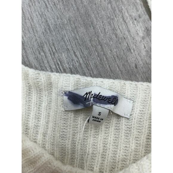 Madewell SoftWool Square-Neck Pullover Ribbed Sweater Heather Cloud Size S NWT - Picture 8 of 11